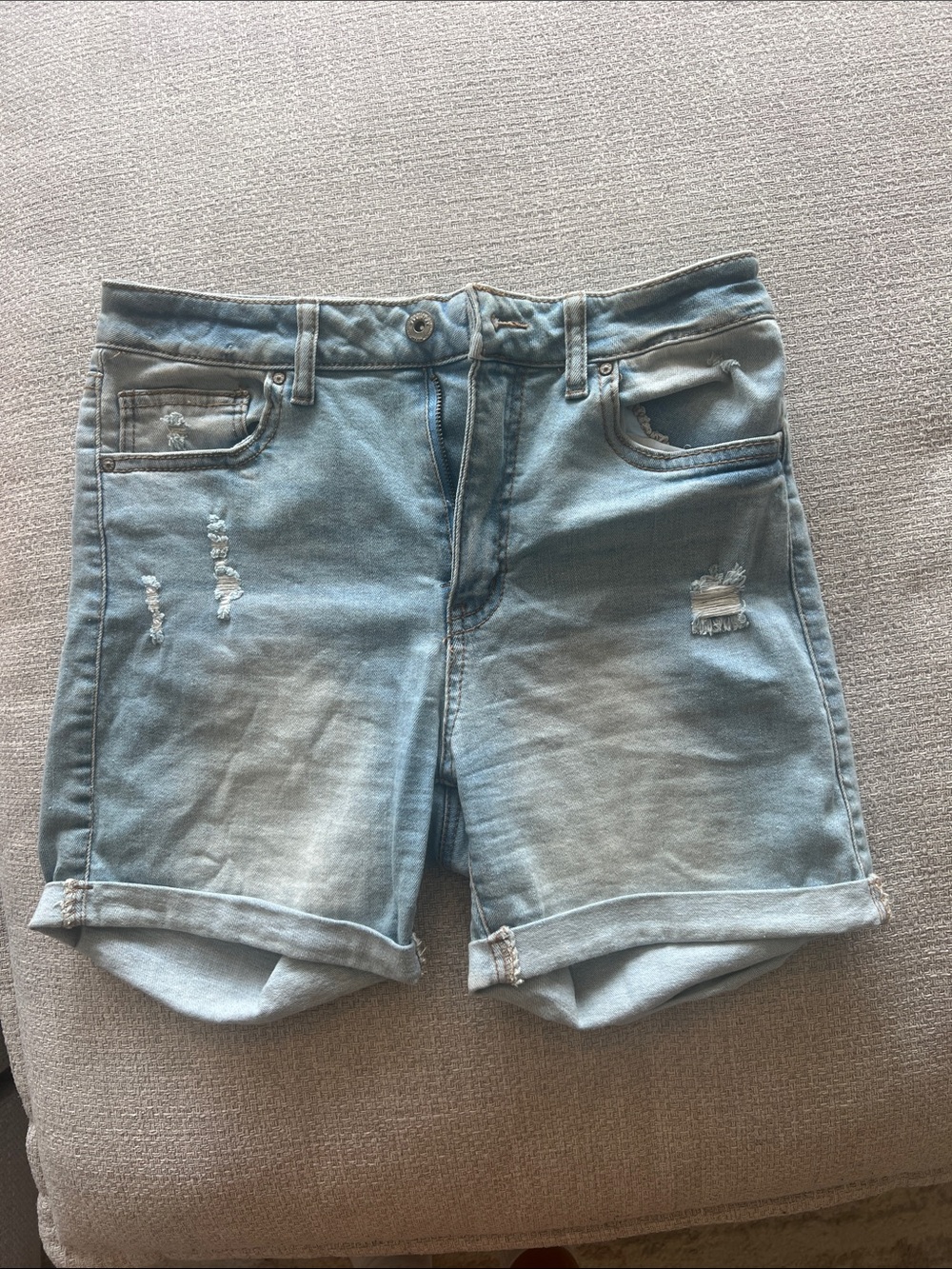 Wax Jean Light Blue Distressed Men's Denim Shorts